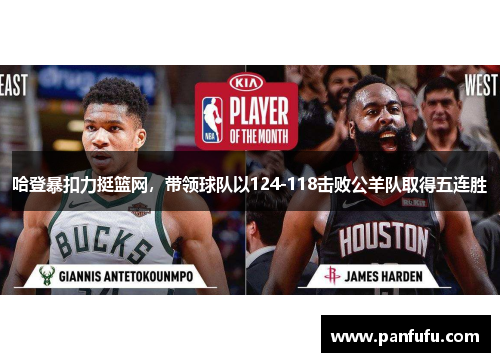 哈登暴扣力挺篮网，带领球队以124-118击败公羊队取得五连胜